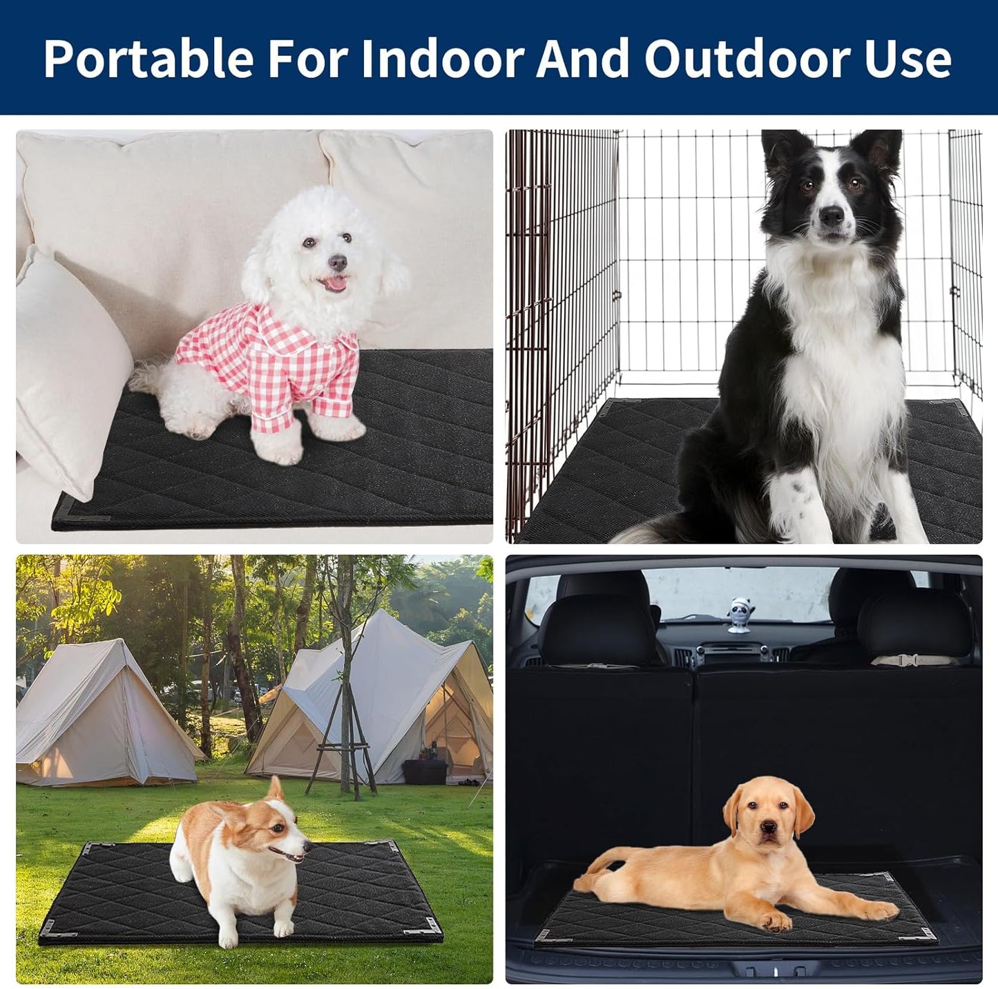 BALAPET Durable Chew Proof Dog Bed with Metal Rivet Corner for Medium Dogs, Stable Kennel Pad Mat for Teething Puppy, Durable Indoor Outdoor Crate Pad for Medium Dog Crates, 35"x22"