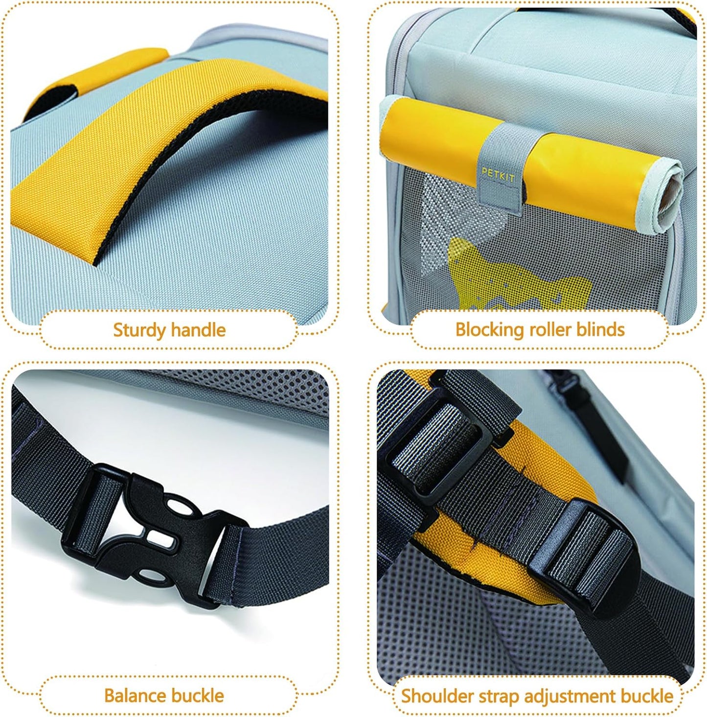 Expandable Pet Backpack, Cat Backpack with Breathable Mesh, Collapsible Soft Cat Travel Bag for Outdoor Hiking, Large Space Dog Backpack(Blue)