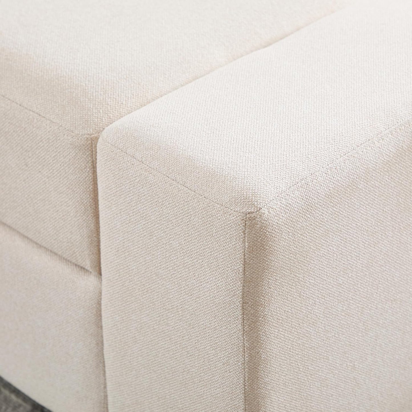 Beige Storage Bench for Entryway, 55" Bedroom Ottoman with Storage Large Linen Fabric Upholstered End of Bench with Lip for Living Room/Bedroom/Lounge/Shop, Beige