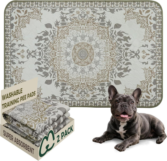 FXW Washable Pee Pads for Dogs, Puppy Pads with Super Absorbent, Specifically Designed for 42inch Cages, 41" × 27" Rectangle, Boho, 2 Packs