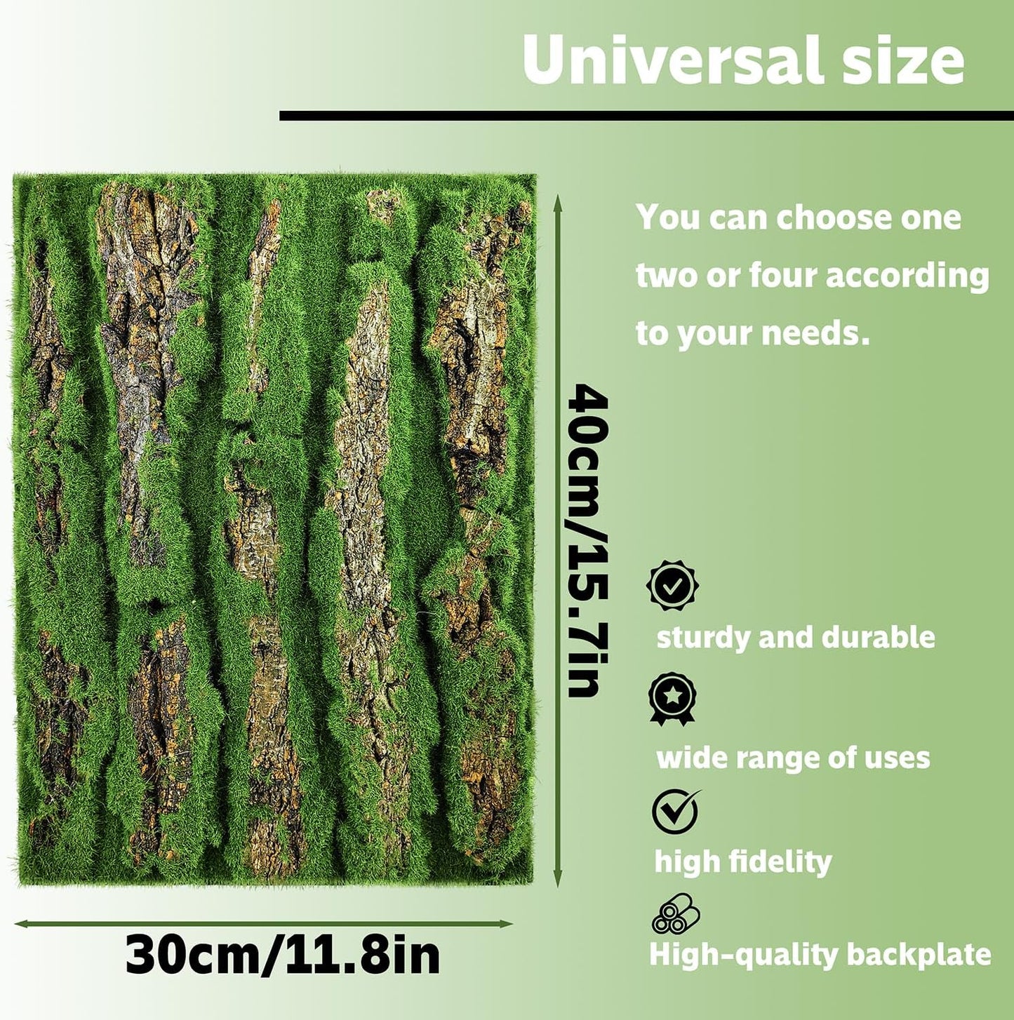 15.75x11.81in Reptile Terrarium Cork Background,Bearded Dragon Tank Bark Backdrop Wall Decor with Artificial Moss for Gecko Lizard Tortoise Frog Chameleon(1Pcs)