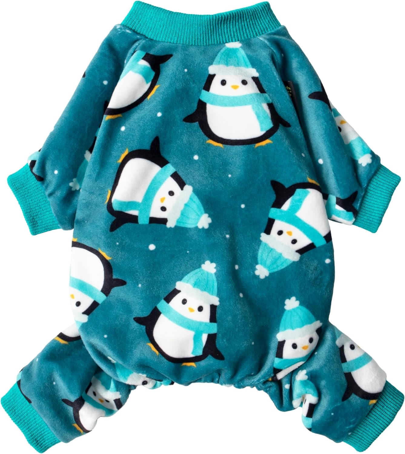 Fitwarm Cute Penguin Dog Pajamas, Dog Winter Clothes for Small Dogs Girl Boy, Cozy Dog Onesie, Soft Pet Jammies, Doggy Apparel, Teal Blue, Small