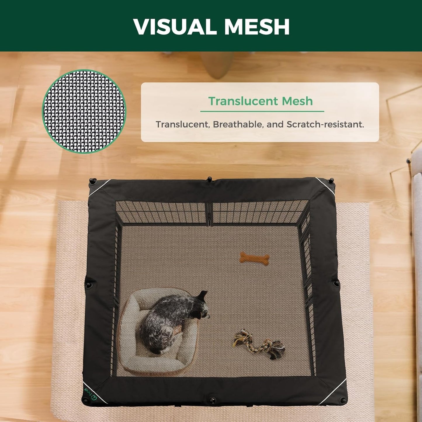 FXW Homeplus Unleashed Indoor Dog Playpen - Stress-Free and Safe Play, Heavy Duty 40 Inch 8 Wire Panels with Playpen Cover for Medium and Large Dogs, Black│Patented