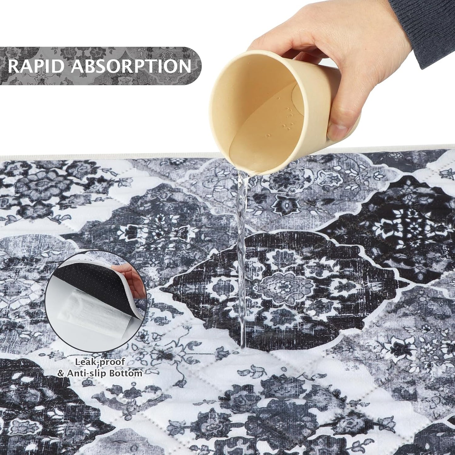 IEUUMLER Washable Pee Pads for Dogs, 2 Pack Reusable Pee Pads for Dogs Non-Slip Grip, Super Absorbent Waterproof Puppy Pads for Potty Training, Playpen, Crate, Whelping Box EU011 Black Grey, 41x41