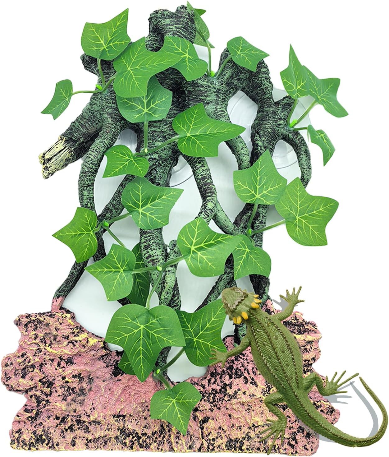 BNOSDM Reptile Climbing Branch,Crested Gecko Climb Corner Branch with Suction Cup,Bearded Dragon Resin Tree Branches,Reptile Tank Rainforest Background Decor for Lizard Chameleons Hermit Crabs Spiders