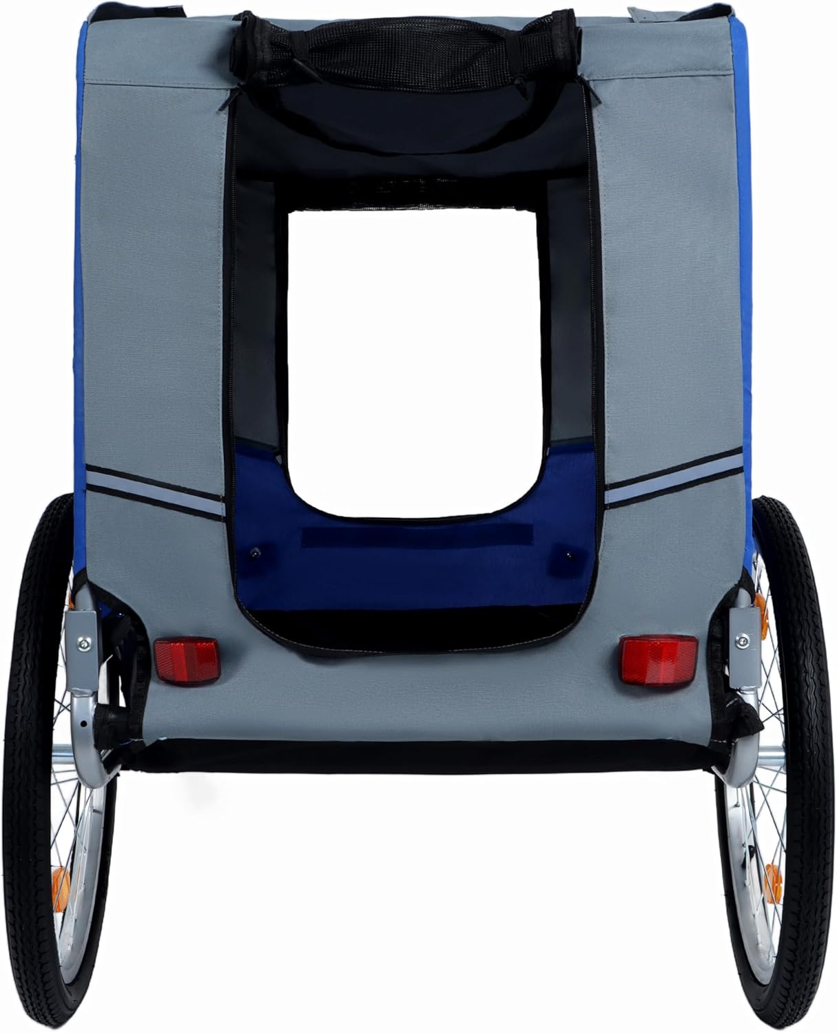 Blue-Grey Large Folding Bike Trailer for Dogs – Heavy-Duty Steel Frame, 66LB Capacity Pet Carrier for All-Terrain Cycling, Jogging & Camping Adventures!