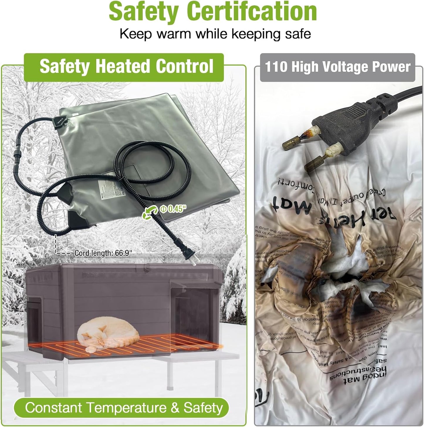 GUTINNEEN Heated Cat House Outdoor Cat House Insulated Weatherproof Feral Cat Shelter with Heated Pad and All-Round Thermal Liner for 1-3 Cats (Winter-Ready)