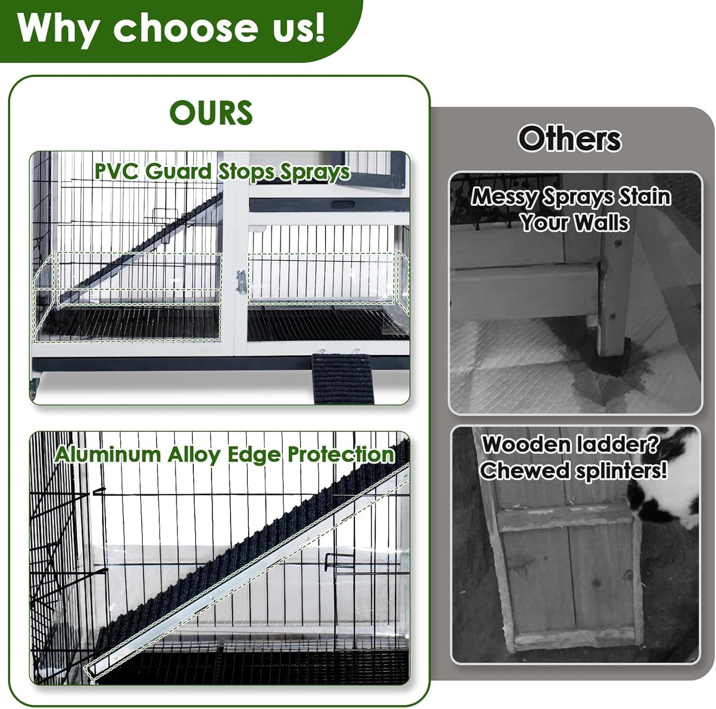 Bunny Hutch Indoor Rabbit Cage Outdoor 2-Story Rabbit House with Urine Guards and 2 Removable Tray for Small Animals