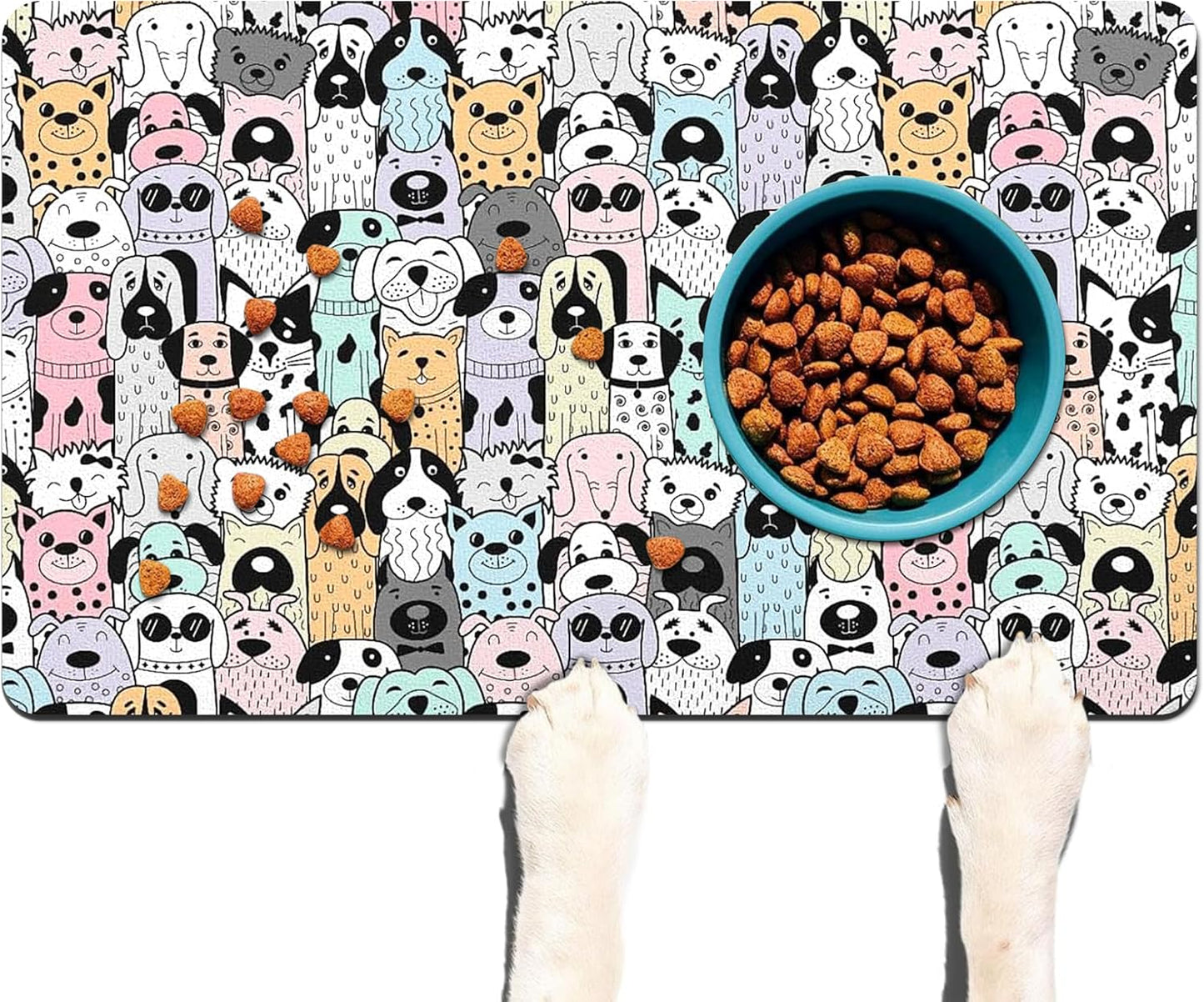 Pet Feeding Mat for Floors Waterproof Dog Mat for Food and Water Absorbent Quick Dry Non Slip mat for Cat Bowls