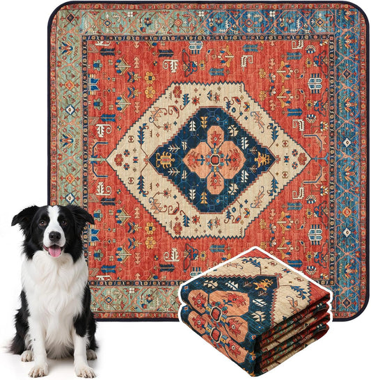 HAOCOO Washable Pee Pads for Dogs, (2 Pack) 3Ft x 3Ft Reusable Puppy Training Pads Super Absorbent Waterproof Whelping Pads,Dark Red Non-Slip Leakproof Potty Pads for Pet Housebreaking