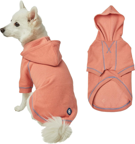 Blueberry Pet Essentials Dog Hoodie – 22 inch, Cotton‑Blend Sweatshirt with Hood, Coral, Machine‑Washable Small‑Dog Jersey