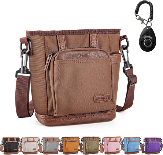 BEAU&FUR Dog Treat Pouch with Clicker for Training - Hands-Free Dog Treat Bag with Magnetic Closure, Built-in Poop Bag Holder Pocket