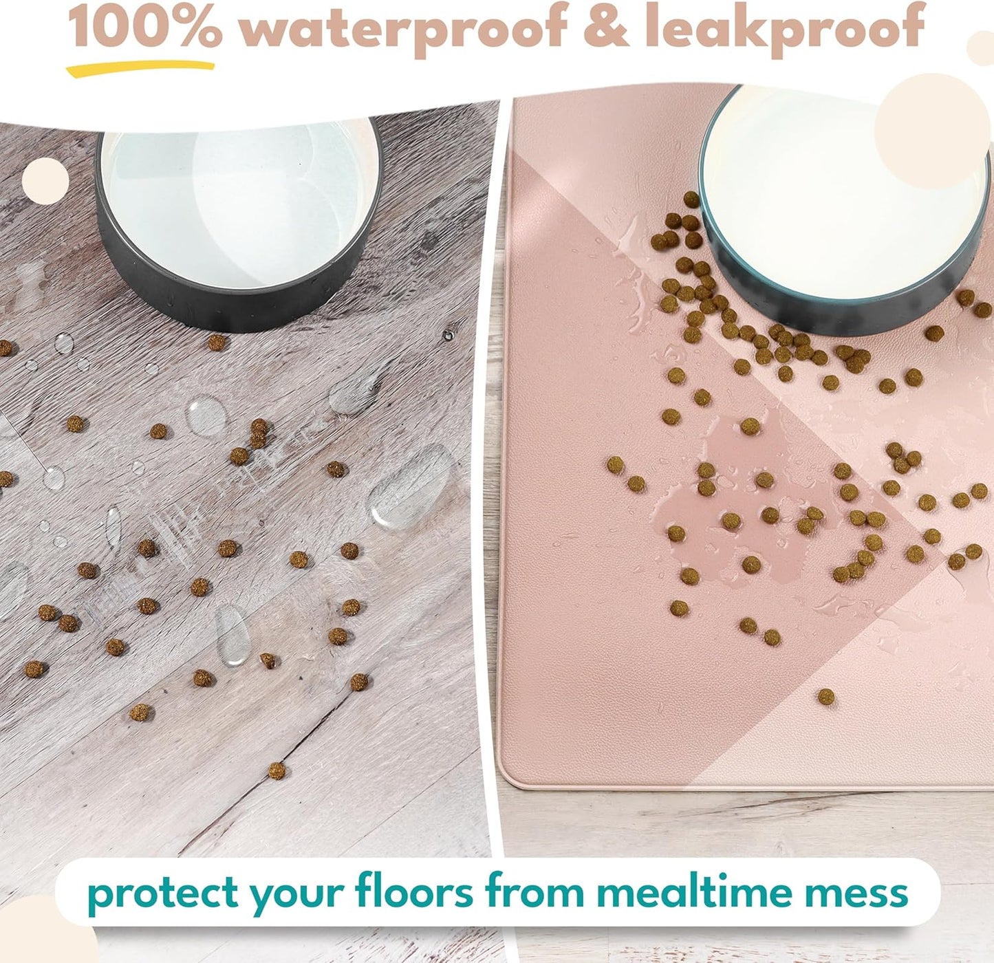 NALALAS Large Dog Mat for Food and Water, Cat Feeding Mat | Large Waterproof Dog Bowl Mat | Non-Slip Pet Food Mat for Floors | Pet Mats for Food and Water | Easy to Clean